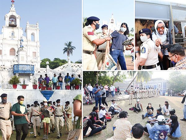 Young students arrested by police on the 60th Liberation Day of Goa