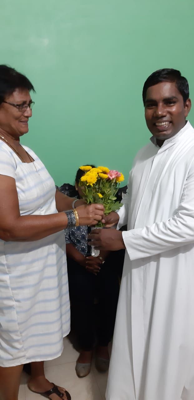 Fr. Arogya being welcomed