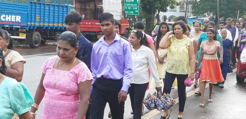 Parishioners proceeding to the church